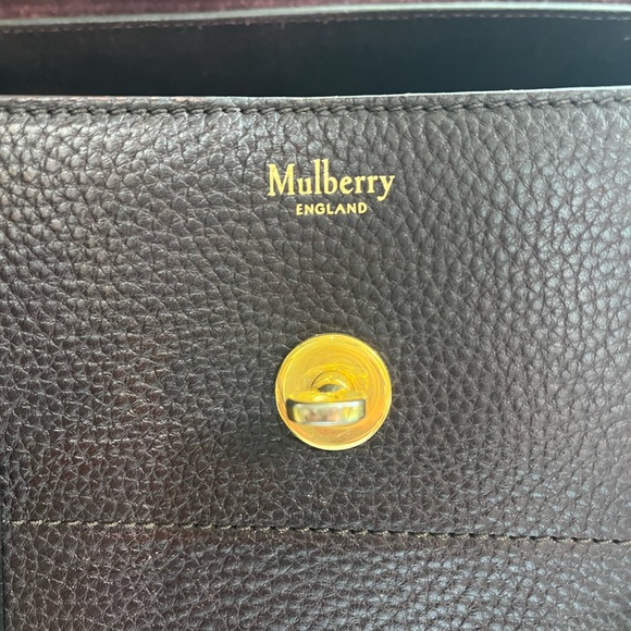 MULBERRY BLACK CHERRY GRAINED LEATHER BAYSWATER - Picture 13 of 16